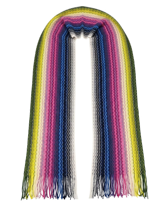 Missoni Bright Blue Hues Classic Zigzag Cotton Scarf