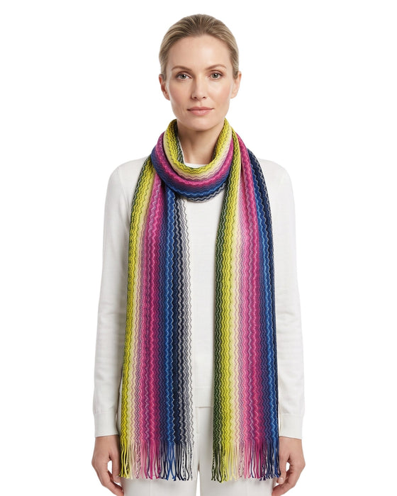 Missoni Bright Blue Hues Classic Zigzag Cotton Scarf