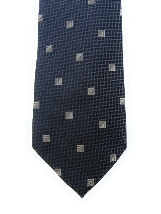 Emporio Armani 100% Silk Black Geometric Square 3in Tie - Made in Italy