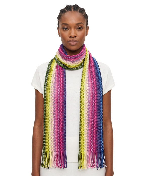 Missoni Bright Blue Hues Classic Zigzag Cotton Scarf