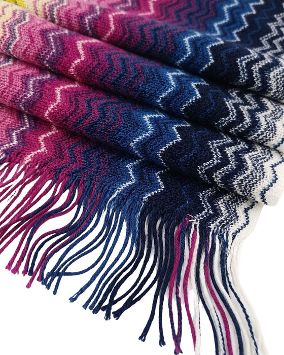 Missoni Bright Blue Hues Classic Zigzag Cotton Scarf