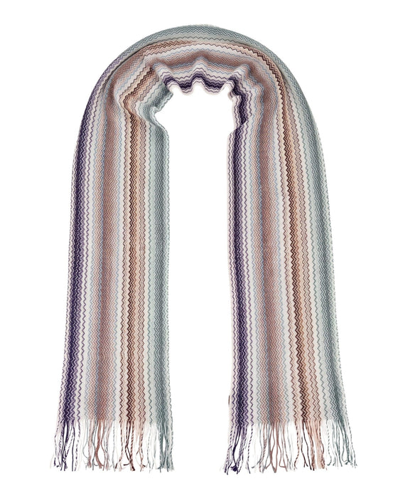 Missoni Metallic Multicolor Classic Zigzag Viscose Blend Scarf
