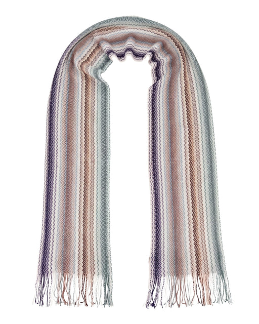 Missoni Metallic Multicolor Classic Zigzag Viscose Blend Scarf