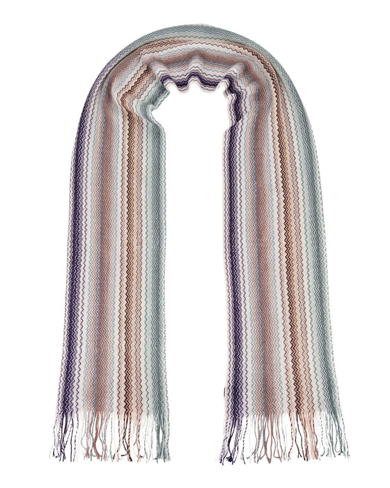 Missoni Metallic Multicolor Classic Zigzag Viscose Blend Scarf