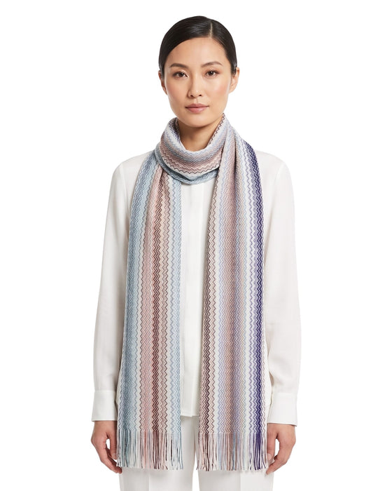 Missoni Metallic Multicolor Classic Zigzag Viscose Blend Scarf