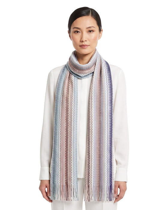 Missoni Metallic Multicolor Classic Zigzag Viscose Blend Scarf