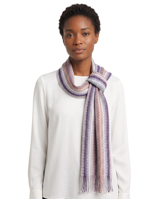 Missoni Metallic Multicolor Classic Zigzag Viscose Blend Scarf