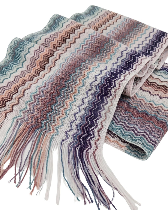 Missoni Metallic Multicolor Classic Zigzag Viscose Blend Scarf
