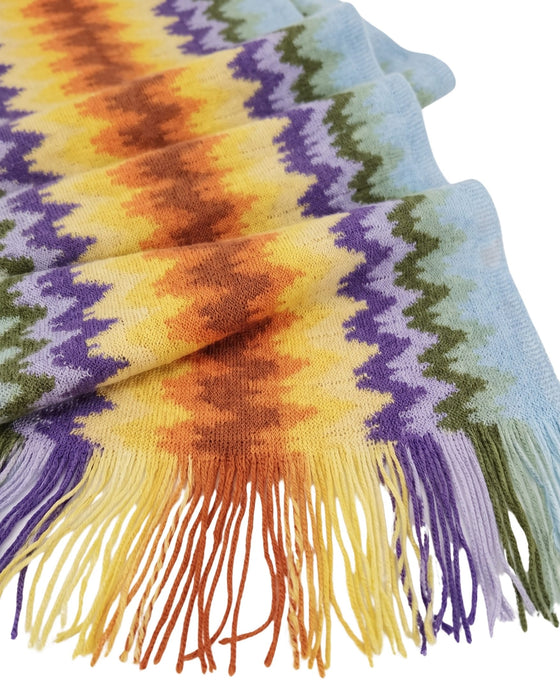 Missoni Metallic Blue Classic Zigzag Viscose Blend Scarf