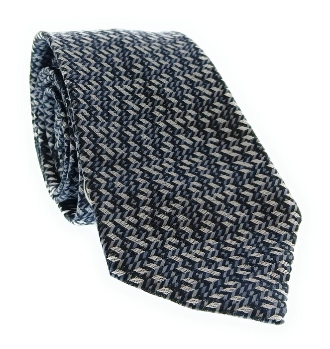 Emporio Armani 100% Silk Black Chevron Pattern 3in Tie - Made in Italy