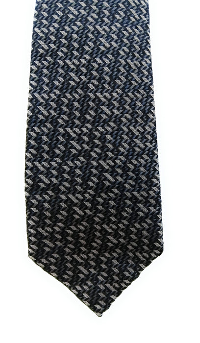 Emporio Armani 100% Silk Black Chevron Pattern 3in Tie - Made in Italy