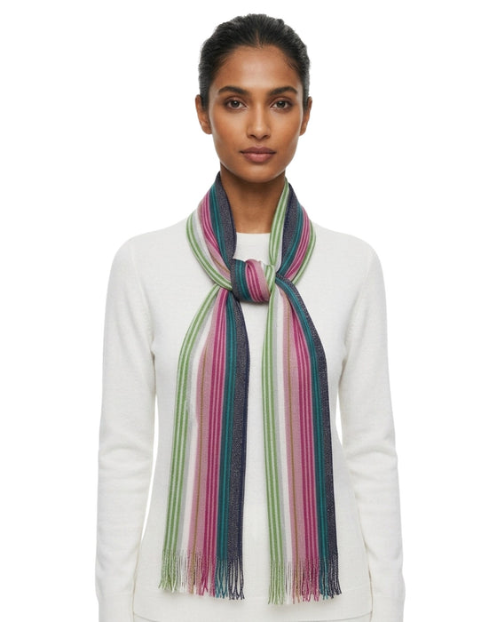 Missoni Metallic Multicolor Classic Stripe Viscose Blend Scarf