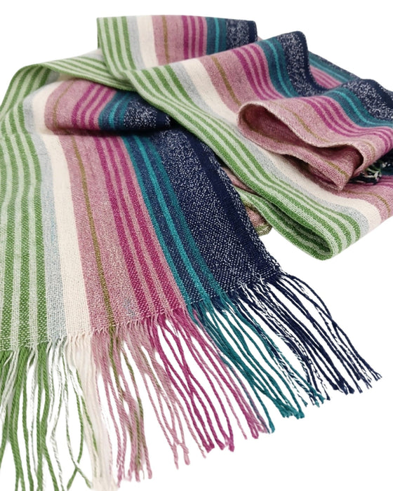Missoni Metallic Multicolor Classic Stripe Viscose Blend Scarf
