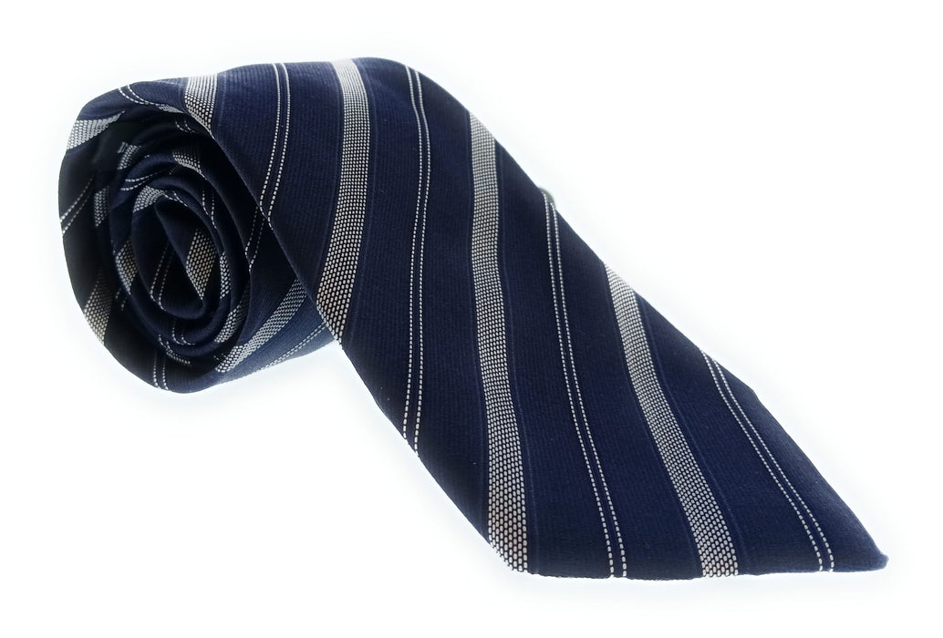 Emporio Armani 100% Silk Navy Blue Diagonal Stripe 3in Tie - Made in Italy