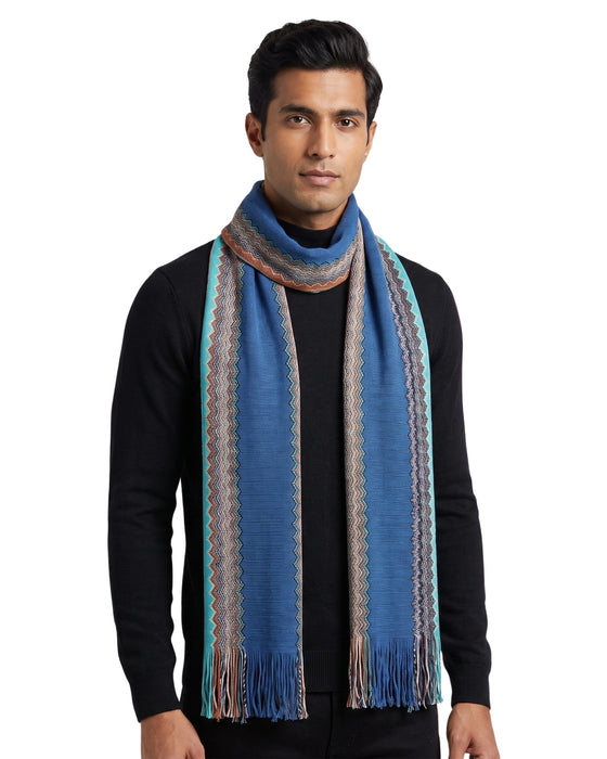 Missoni Cobalt Blue Classic Zigzag Cotton Scarf
