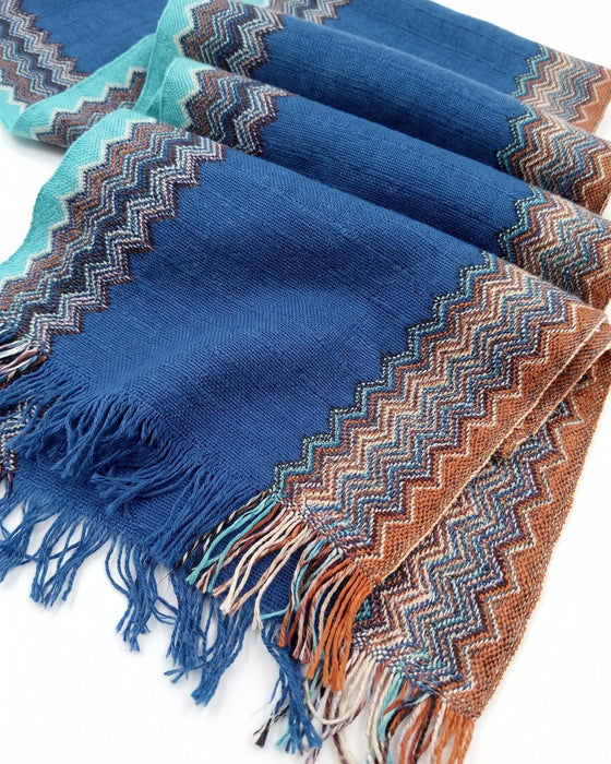 Missoni Cobalt Blue Classic Zigzag Cotton Scarf
