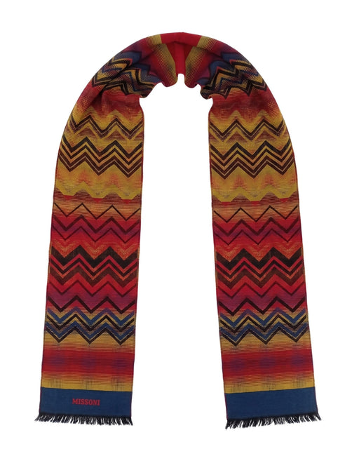 Missoni Navy Blue Red Classic Colorblock Wool Scarf