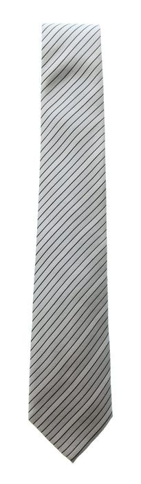 Emporio Armani 100% Silk Silver Gray Diagonal Stripe 3in Tie - Made in Italy