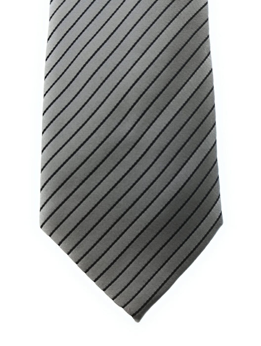 Emporio Armani 100% Silk Silver Gray Diagonal Stripe 3in Tie - Made in Italy