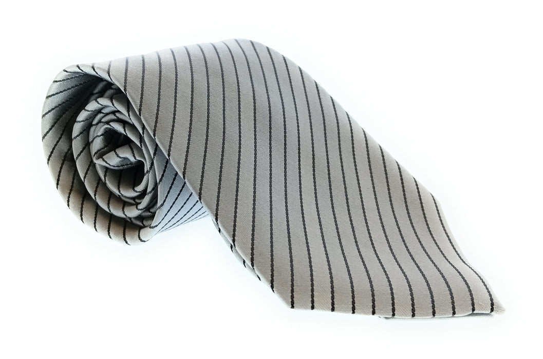 Emporio Armani 100% Silk Silver Gray Diagonal Stripe 3in Tie - Made in Italy