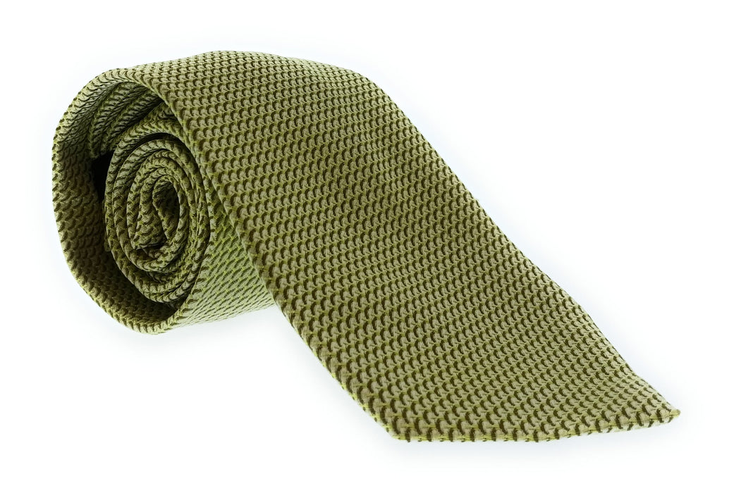 Emporio Armani 100% Silk Light Green Textured Solid 3in Tie - Made in Italy