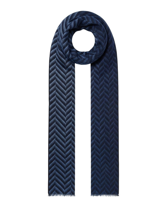 Missoni Navy Blue Classic Wool Blend Chevron Scarf