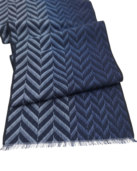 Missoni Navy Blue Classic Wool Blend Chevron Scarf