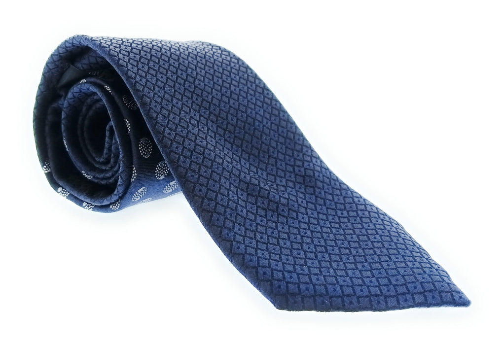 Emporio Armani 100% Silk Navy Blue Dot Pattern 3in Tie - Made in Italy
