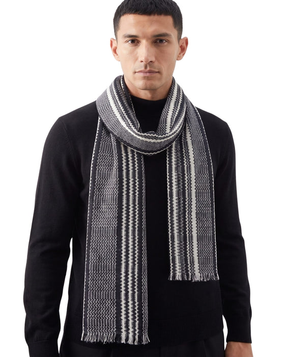Missoni Black White Classic Chevron Cotton Scarf