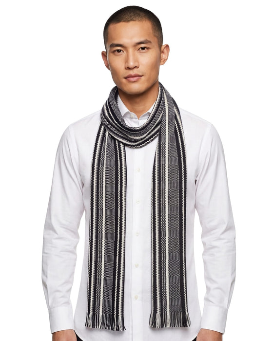 Missoni Black White Classic Chevron Cotton Scarf