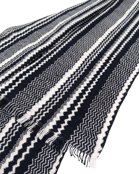 Missoni Black White Classic Chevron Cotton Scarf