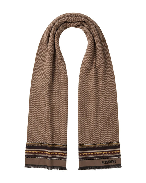 Missoni Brown Classic Pattern Wool Scarf