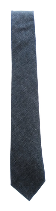 Emporio Armani Linen Silk Blend Charcoal Gray Textured Solid 3in Tie - Made in Italy
