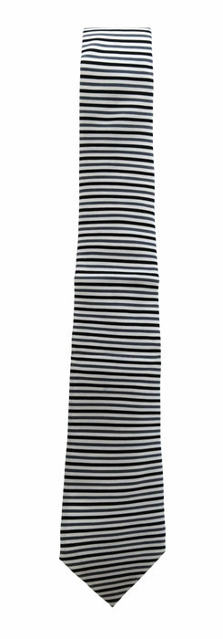 Emporio Armani 100% Silk White Horizontal Stripe 3in Tie - Made in Italy
