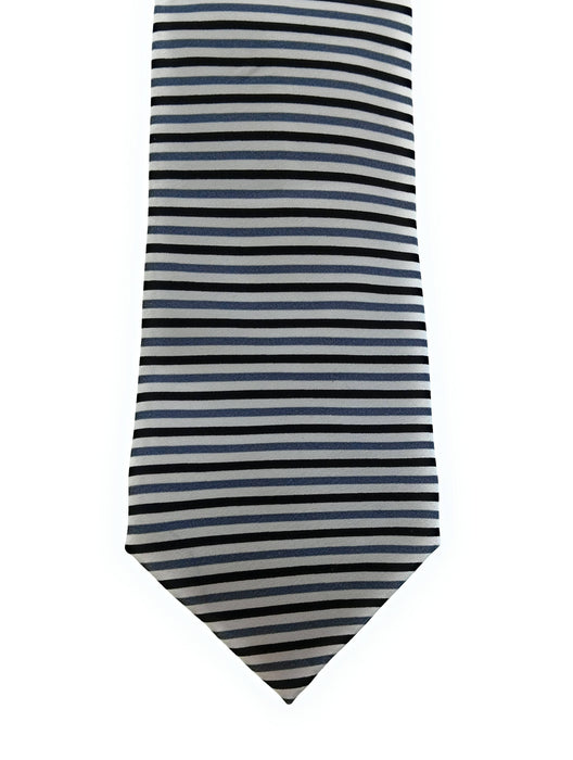 Emporio Armani 100% Silk White Horizontal Stripe 3in Tie - Made in Italy