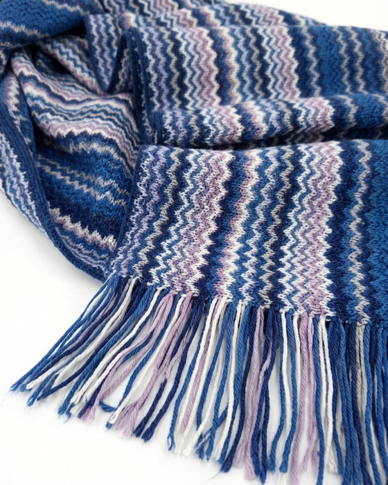 Missoni Bright Blue Classic Chevron Wool Blend Scarf
