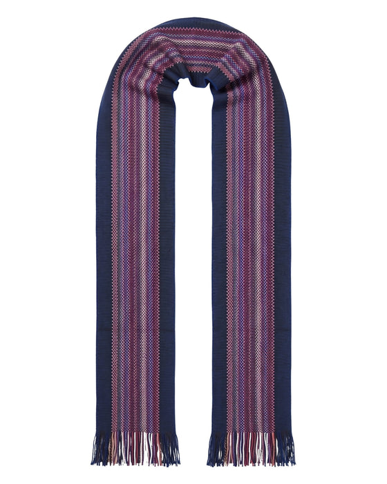 Missoni Royal Blue Classic Chevron Wool Blend Scarf