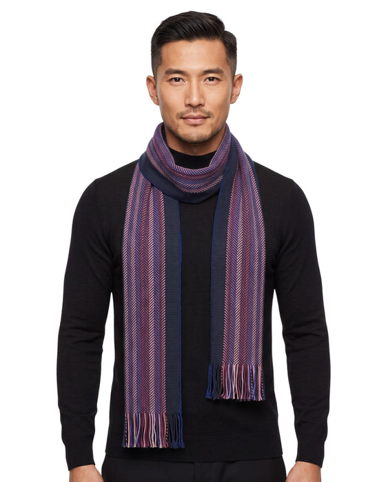 Missoni Royal Blue Classic Chevron Wool Blend Scarf