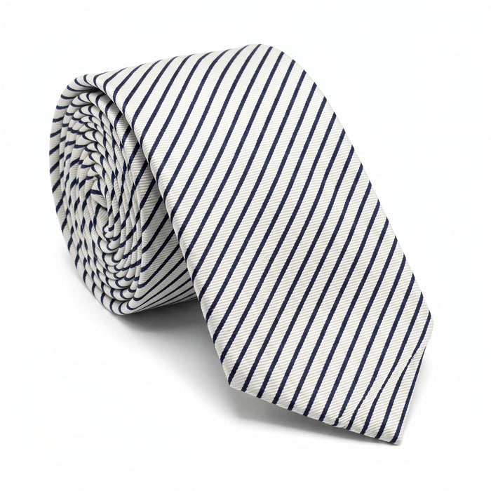Emporio Armani Silk White Diagonal Stripe Tie - Made in Italy