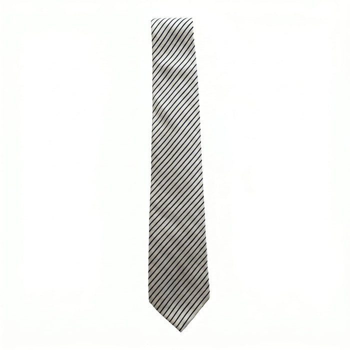 Emporio Armani Silk White Diagonal Stripe Tie - Made in Italy