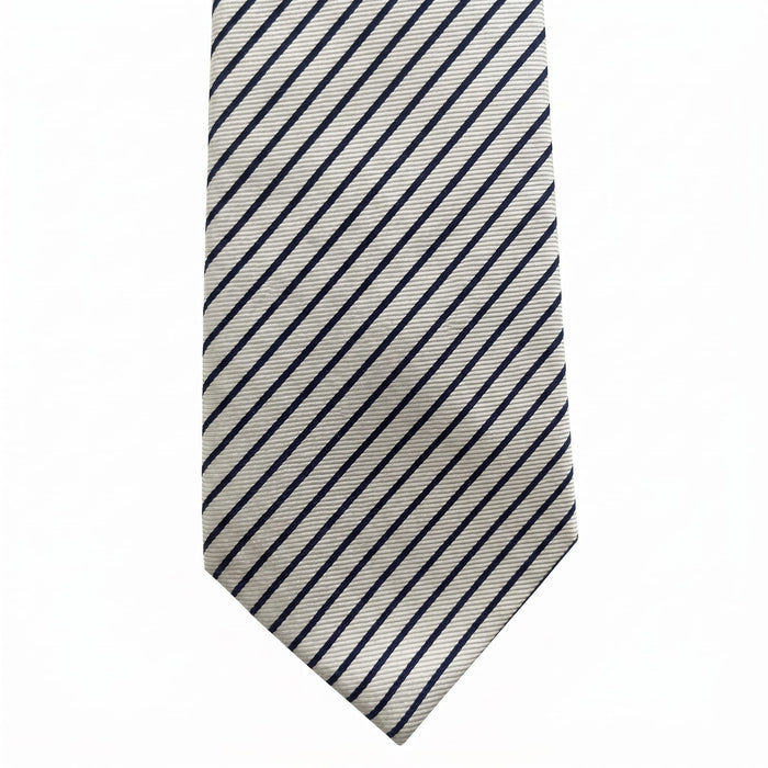 Emporio Armani Silk White Diagonal Stripe Tie - Made in Italy