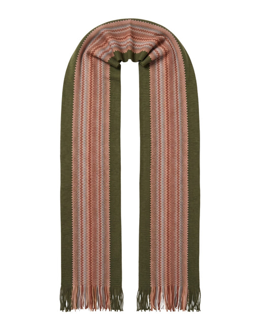 Missoni Olive Green Classic Chevron Wool Blend Scarf