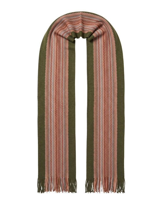 Missoni Olive Green Classic Chevron Wool Blend Scarf