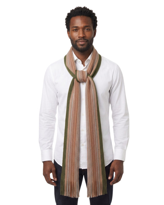 Missoni Olive Green Classic Chevron Wool Blend Scarf