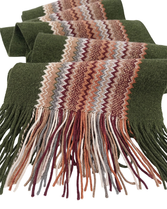 Missoni Olive Green Classic Chevron Wool Blend Scarf