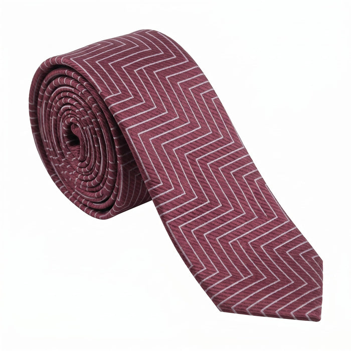 Emporio Armani Silk Burgundy Chevron Tie - Made in Italy
