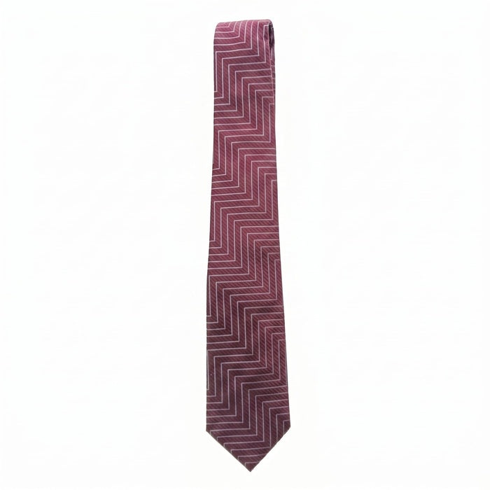 Emporio Armani Silk Burgundy Chevron Tie - Made in Italy