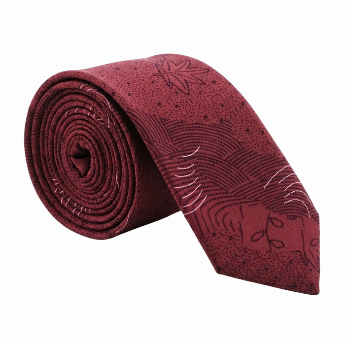 Emporio Armani Silk Burgundy Floral Pattern Tie - Made in Italy