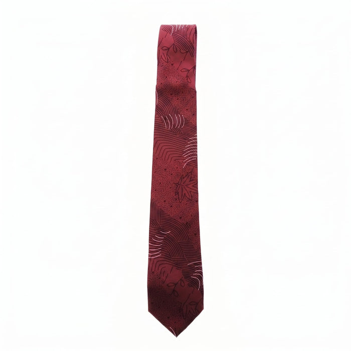 Emporio Armani Silk Burgundy Floral Pattern Tie - Made in Italy