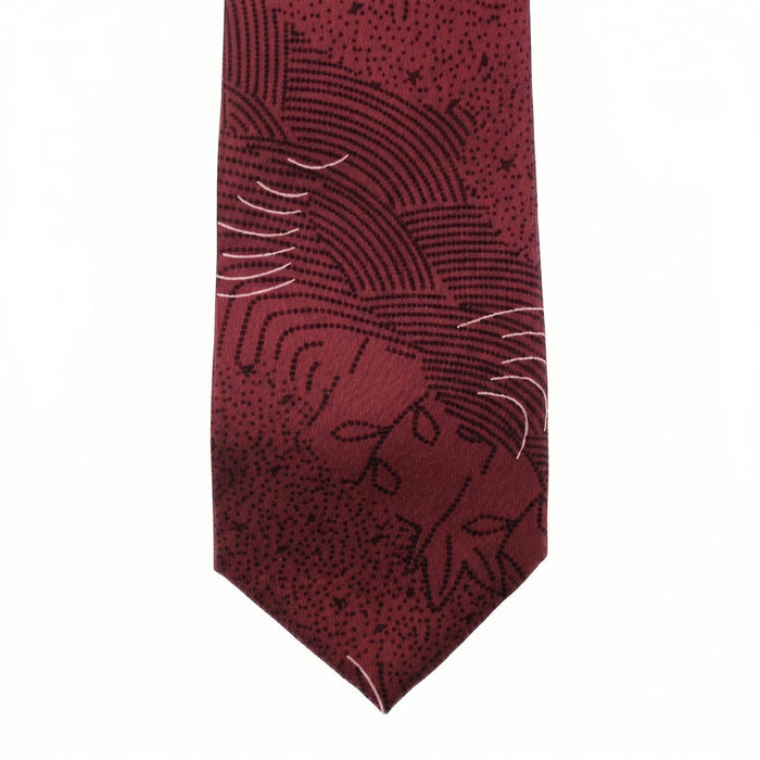 Emporio Armani Silk Burgundy Floral Pattern Tie - Made in Italy